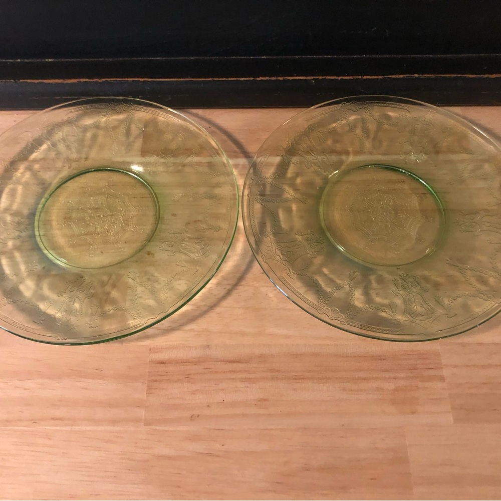Vintage Anchor Hocking “Ballerina” Green depression plates
